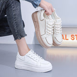 woloong Women's White Spring Korean Style Versatile Platform Sneakers