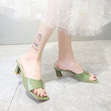 WOLOONG Women's Summer Fashion Korean Style Square Toe Heels