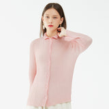 Comfortable women's clothing spring new long-sleeved shirt non-ironing pleated shirt design sense niche top jacket women
