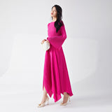 2025 Hot Trade Dress High Sense Loose Lace-up Irregular Flared Sleeve Temperament Elegant Dress Long Dress Hot Style