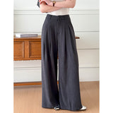 2025  spring new Korean version of high-waisted casual drape trousers mopping loose wide-leg trousers 8035-2