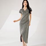 2025 Women's summer high-end skirt Popular trade dress skirt high-end lace-up thin irregular versatile dress