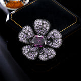2025 jewelry new court heavy industry luxury flower brooch inlaid with zircon temperament fashion versatile clothing accessories