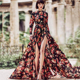 new  Popular trade women's clothing  printing pendulum dress split fashion long dress beach dress