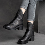 WOLOONG Women's High Top British Style Retro Rub Colored Heels