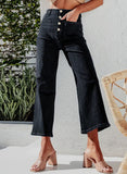 2025 autumn new  New breasted elastic jeans women's high-waisted temperament thin washed straight pants