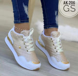 woloong New Size Lace Up Round Head Sneakers