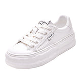 woloong Women's White Versatile Platform Round Head Sneakers