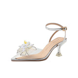 WOLOONG Women's High Stiletto Pointed Crystal Transparent Heels