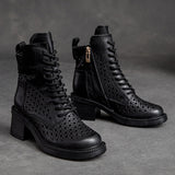 WOLOONG Women's High Top British Style Retro Rub Colored Heels