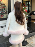 High Quality Winter Plush Thick Warm Wool Two Piece Set For Women Jacket Coat + Skirt Suits Girl Korean Sweet 2 Piece Outfits