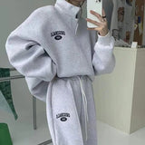 Streetwear  Print Two Piece Sets Women Tracksuit Oversized  Trousers Suit Female Sweatshirt Y2k Sportswear Set