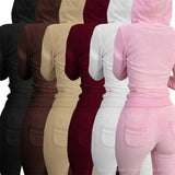 Womens Tracksuits Sets Fall Winter Zipper Jacket Cashmere Vest Hooded Pants Three Piece Set Outfit Conjuntos De Pantalones