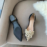 New Trend Pearl Ballet Flats Women Pumps Floors Shoes Without Heels Loafers Female Dress Moccasins Ladies Luxury Autumn PU