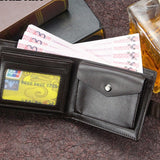 woloong Men's Leather Wallet Brand Short Handy Purse Male Pocket Bag For Coin Money Leather Zipper Wallet Mini Card Holder Small Purse