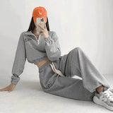 Women Y2k Tracksuit Sweatpants 2 Pieces Sets Womens Hoodies and Trousers Sports Suit Zip Crop Top Sweatshirts Pants Outfits