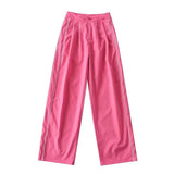 White Black Sports Tracksuits Set Women Windbreak Fast Dry Cropped Zip Up Jackets Coat Top Wide Leg Baggy Pants Trousers