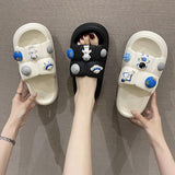 Fashion Design Cartoon Astronaut Women's Slippers Men's  New Summer Beach Slide Flip Flops Indoor Bathroom Non-slip Shoes