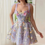 woloong New Fashion 2024 for Women Dresses Summer Casual Simple Sleeveless Mid Waist 3D Floral Embroidery Design Sexy Suspender Dress