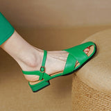 woloong  Women Sandals Office Ladies Casual Pumps Concise Fashion Genuine Leather Low Heels Basic Shoes Woman Summer  New Arrival