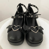 New Sweet Heart Buckle Wedges Mary Janes Women Pink T-Strap Chunky Platform Lolita Shoes Woman Punk Gothic Cosplay Shoes 43