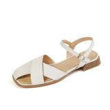 woloong  Women Sandals Office Ladies Casual Pumps Concise Fashion Genuine Leather Low Heels Basic Shoes Woman Summer  New Arrival