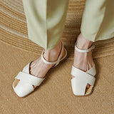 woloong  Women Sandals Office Ladies Casual Pumps Concise Fashion Genuine Leather Low Heels Basic Shoes Woman Summer  New Arrival