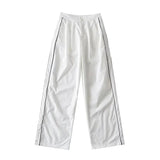 White Black Sports Tracksuits Set Women Windbreak Fast Dry Cropped Zip Up Jackets Coat Top Wide Leg Baggy Pants Trousers