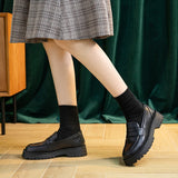 woloong  Spring Shoes Female British Style New Thick-soled College Style Casual Loafers Genuine Leather Fashion Shoes Girls