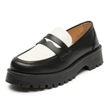 woloong  Spring Shoes Female British Style New Thick-soled College Style Casual Loafers Genuine Leather Fashion Shoes Girls
