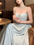 woloong Elegant Evening Party Midi Dress Women Backless France Vintage Sexy Strap Dress Female Bow Korea Fashion Fairy Dress Summer