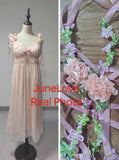 woloong Pink Sweet Strap Dress Summer Women Elegant V-Neck Bow Floral Fairy Party Dresses Female Sexy Off Shoulder Chic Holiday Vestidos