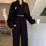 Streetwear  Print Two Piece Sets Women Tracksuit Oversized  Trousers Suit Female Sweatshirt Y2k Sportswear Set