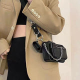 New Fashion Women Shoulder Bag American Style Street Vintage Biker Chain Handbag Casual Simple Gothic Leather Coin Purse