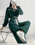 Women Y2k Tracksuit Sweatpants 2 Pieces Sets Womens Hoodies and Trousers Sports Suit Zip Crop Top Sweatshirts Pants Outfits