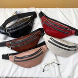 woloong Fashion Outdoor Waist Bum Bag Genuine Leather Running Belt Pouch Zip Fanny Pack Chest Mobile Phone Cross-Body Closure Coin Purse