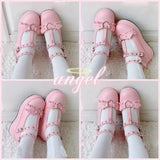 New Sweet Heart Buckle Wedges Mary Janes Women Pink T-Strap Chunky Platform Lolita Shoes Woman Punk Gothic Cosplay Shoes 43