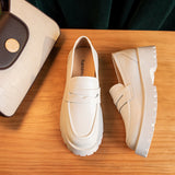 woloong  Spring Shoes Female British Style New Thick-soled College Style Casual Loafers Genuine Leather Fashion Shoes Girls
