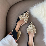 New Trend Pearl Ballet Flats Women Pumps Floors Shoes Without Heels Loafers Female Dress Moccasins Ladies Luxury Autumn PU