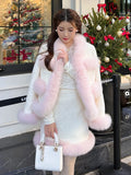 High Quality Winter Plush Thick Warm Wool Two Piece Set For Women Jacket Coat + Skirt Suits Girl Korean Sweet 2 Piece Outfits