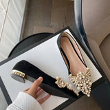 New Trend Pearl Ballet Flats Women Pumps Floors Shoes Without Heels Loafers Female Dress Moccasins Ladies Luxury Autumn PU