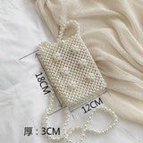 woloong Mini Pearl Bag Handmade Vintage EVA Beaded Fashion Banquet Party Shoulder Bag Female Wedding Bags Luxury Women's Coin Purse