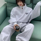 Streetwear  Print Two Piece Sets Women Tracksuit Oversized  Trousers Suit Female Sweatshirt Y2k Sportswear Set