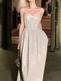 woloong Elegant Evening Party Midi Dress Women Backless France Vintage Sexy Strap Dress Female Bow Korea Fashion Fairy Dress Summer
