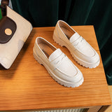 woloong  Spring Shoes Female British Style New Thick-soled College Style Casual Loafers Genuine Leather Fashion Shoes Girls