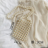 woloong Mini Pearl Bag Handmade Vintage EVA Beaded Fashion Banquet Party Shoulder Bag Female Wedding Bags Luxury Women's Coin Purse