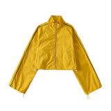 White Black Sports Tracksuits Set Women Windbreak Fast Dry Cropped Zip Up Jackets Coat Top Wide Leg Baggy Pants Trousers