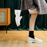 woloong  Spring Shoes Female British Style New Thick-soled College Style Casual Loafers Genuine Leather Fashion Shoes Girls