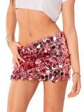 Women Mini Skirts Sexy Hot Girl Sequined Light-Reflecting & Short Type Sheath Skirt Carnival Party Clothings New Dress