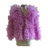 Purple New Design Pretty Fashion Women's Top Puffy Long Sleeves Ruffles Oversized Tops Woman Elegant Clothes Custom Made